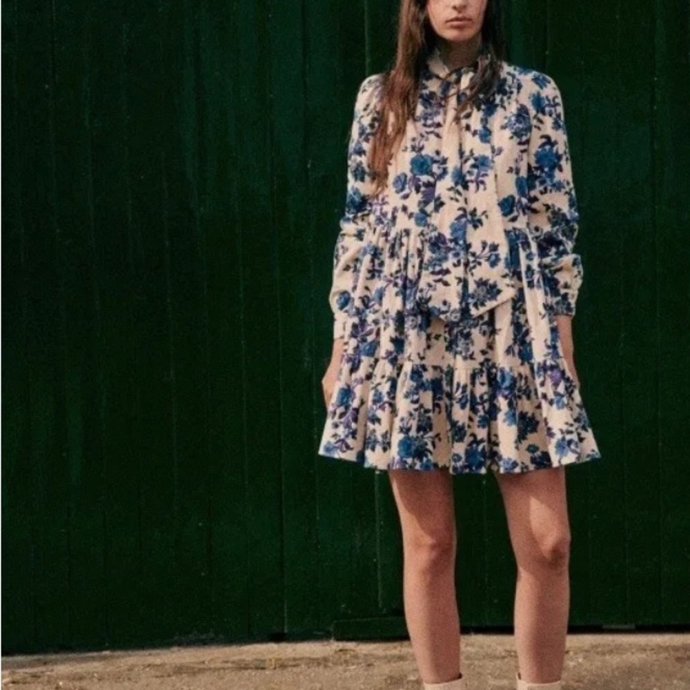 Rare & NWOT Sezane soledad dress in blue flowers